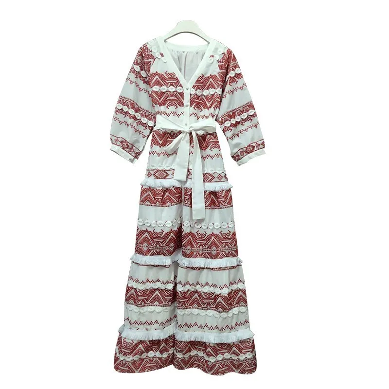 TWOTWINSTYLE Vintage Embroidery Tassel Patchwork
