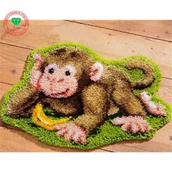 

Needlework cross stitch thread embroidery kits Carpet embroidery Latch hook rug kits cartoon monkey rugs carpets Crochet hook
