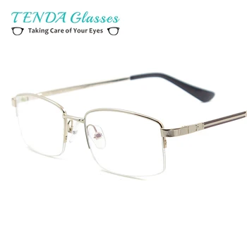 

Business Style Metal Half Rim Men Glasses Rectangle Multifocal Eyeglass Frames For Prescription Degree Lenses