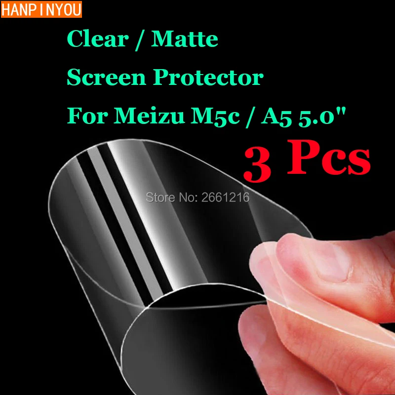 

3 Pcs/Lot For Meizu M5c / A5 5.0" HD Clear / Anti-Glare Matte Front Screen Protector Touch Film Protection Skin Meilan 5c / A5