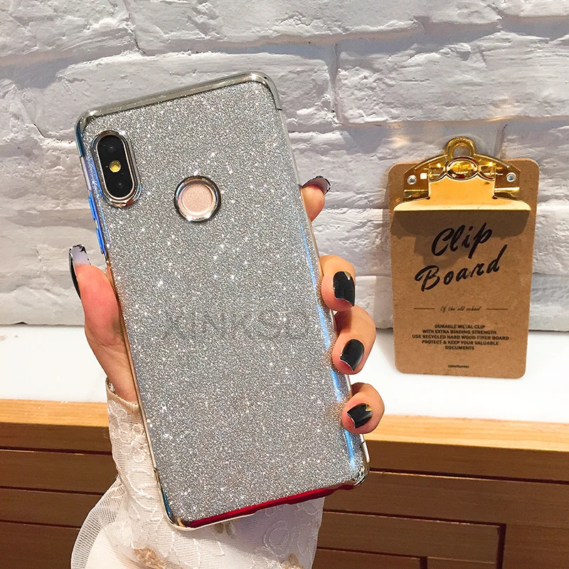 

Phone Case for xiaomi mi mix 2 2s A2 8 lite 6X A1 Pocophone F1 Redmi Note 4 4X 5 6 Pro 5A Prime Plating Glitter Bling Silicone