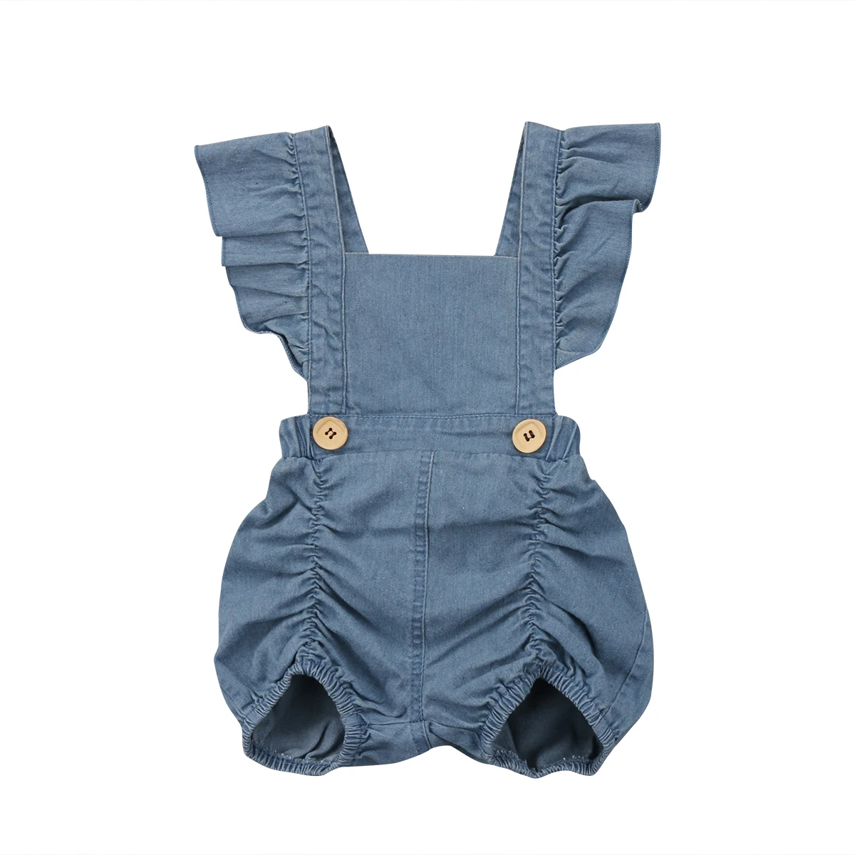

2017 Denim Newborn Toddler Baby Girls Flying Sleeves Bodysuit Jumpsuit Clothes Cute Ruffle Outfit 0-24M