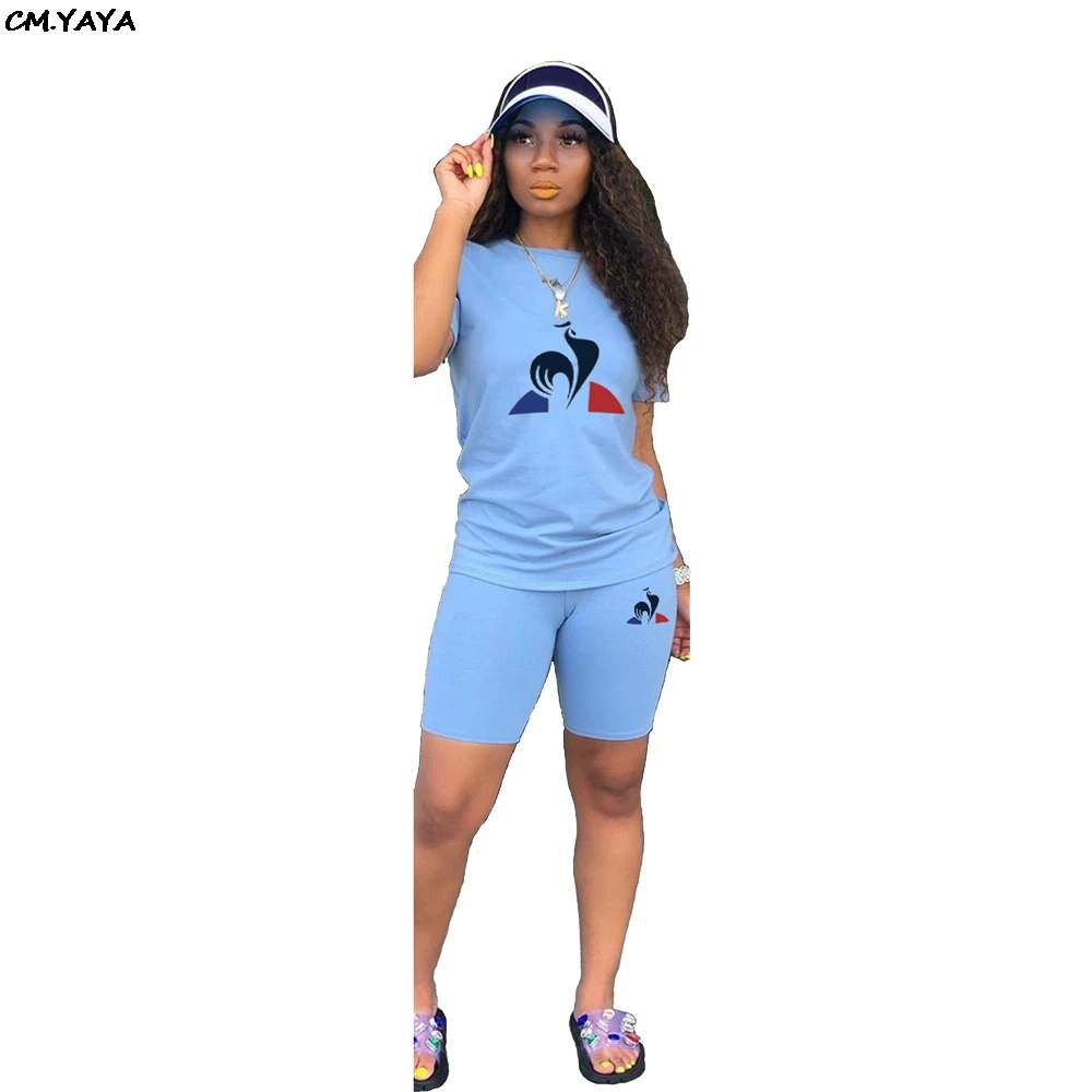 

2019 new women summer print o-neck short sleeve t-shirt & shorts suit two piece set sporting tracksuit outfit 2 color GLB9177