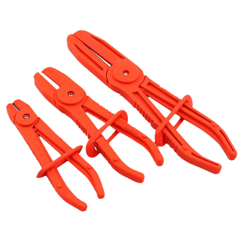 

3pcs Nylon Hose Tube Clamp Tool Set Brake Fuel Water Line Clamps Pinch-Off Pliers Kit Red Car Auto Tools Hands Free High Quality