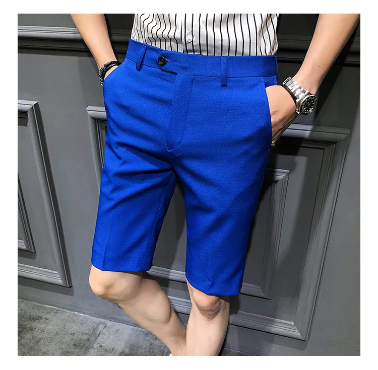 Короткий костюм брюки мужские платья брюки красные пятые Брюки Slim Fit Королевский синий Pantalon Slim Homme летние шорты Calca Social casual
