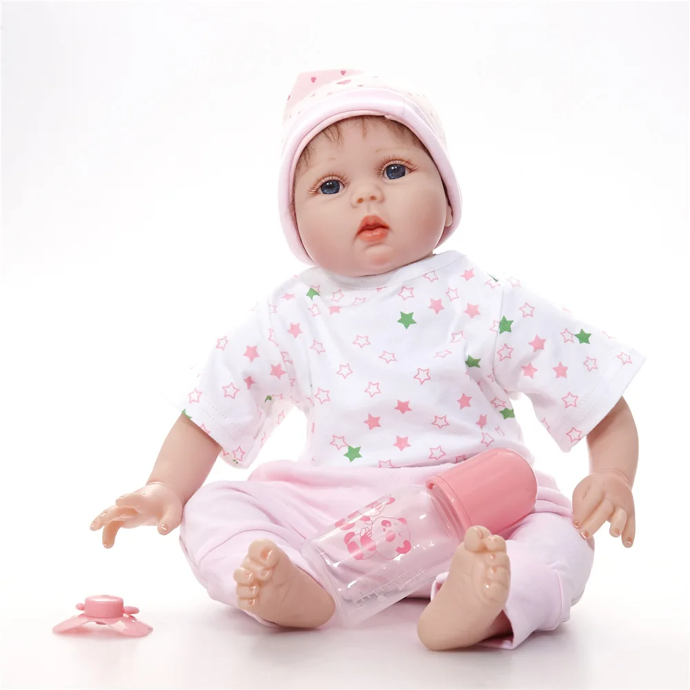 

22 inches Exquisite Newborn Girl Reborn Doll with Cloth Body Silicone Baby Toy Kids Birthday Xmas Gift