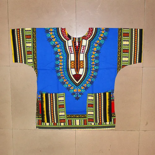 Быстрая) модный дизайн африканская традиционная печать хлопок Дашики футболки унисекс(сделано в Таиланде - Цвет: zhenBlue