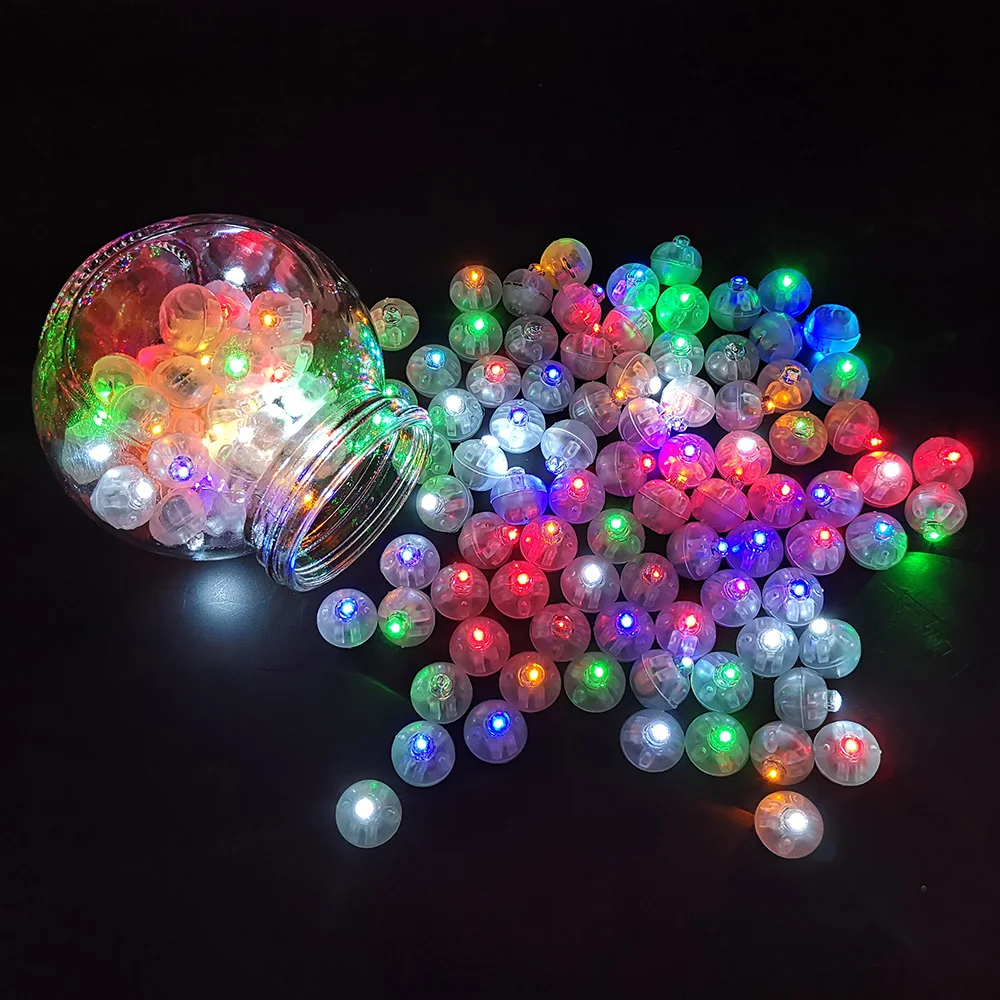100Pcs/lot Color Round Mini Led RGB Flash Ball Lamp Lantern Balloon Lights Decor 