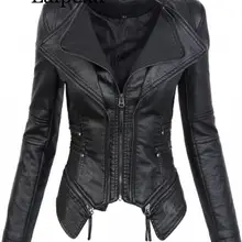 Laipelar Готическая куртка из искусственной кожи PU женская зимняя Осенняя модная мотоциклетная куртка черная куртка из искусственной кожи Верхняя одежда