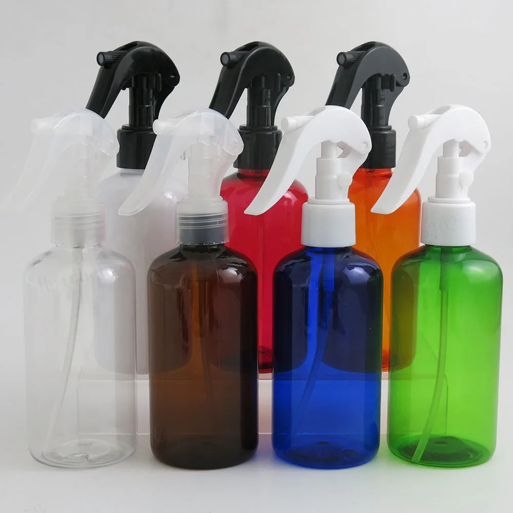 

20 x Empty Refillable 220ml 7.33oz Clear Amber Blue White Green Red PET Plastic Shampoo Lotion Bottle with Trigger Pump