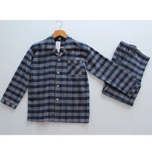 Хлопок, Клетчатая Мужская Ночная рубашка+ штаны, пижамный комплект с длинным рукавом, Мужская одежда, домашний костюм, одежда для сна, Повседневная Пижама, Hombre