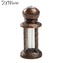 KiWarm Vintage Retro Metal decorativo botella de vidrio bronce fragancia aceite esencial Perfume botella hogar manualidades decorativas adornos