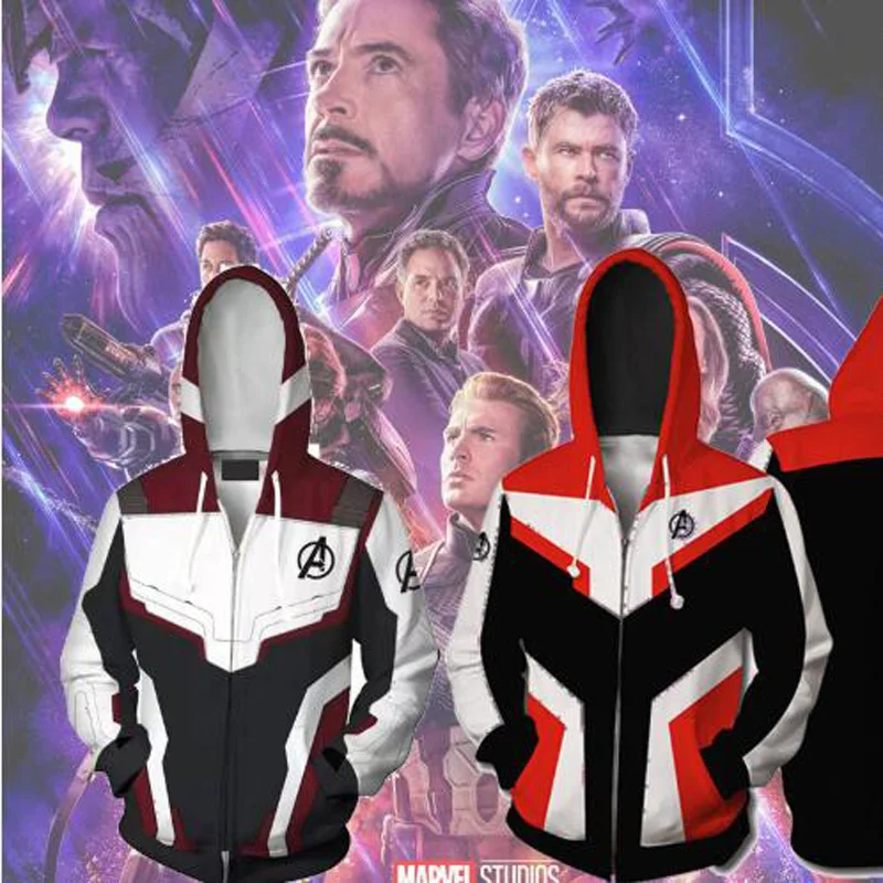 Marvel Avengers Endgame 3D Hoodie Sweatshirts Super Heroes Iron Man Tony Stark Battle Suit Fitness Hooded Jacket Male Tracksuit