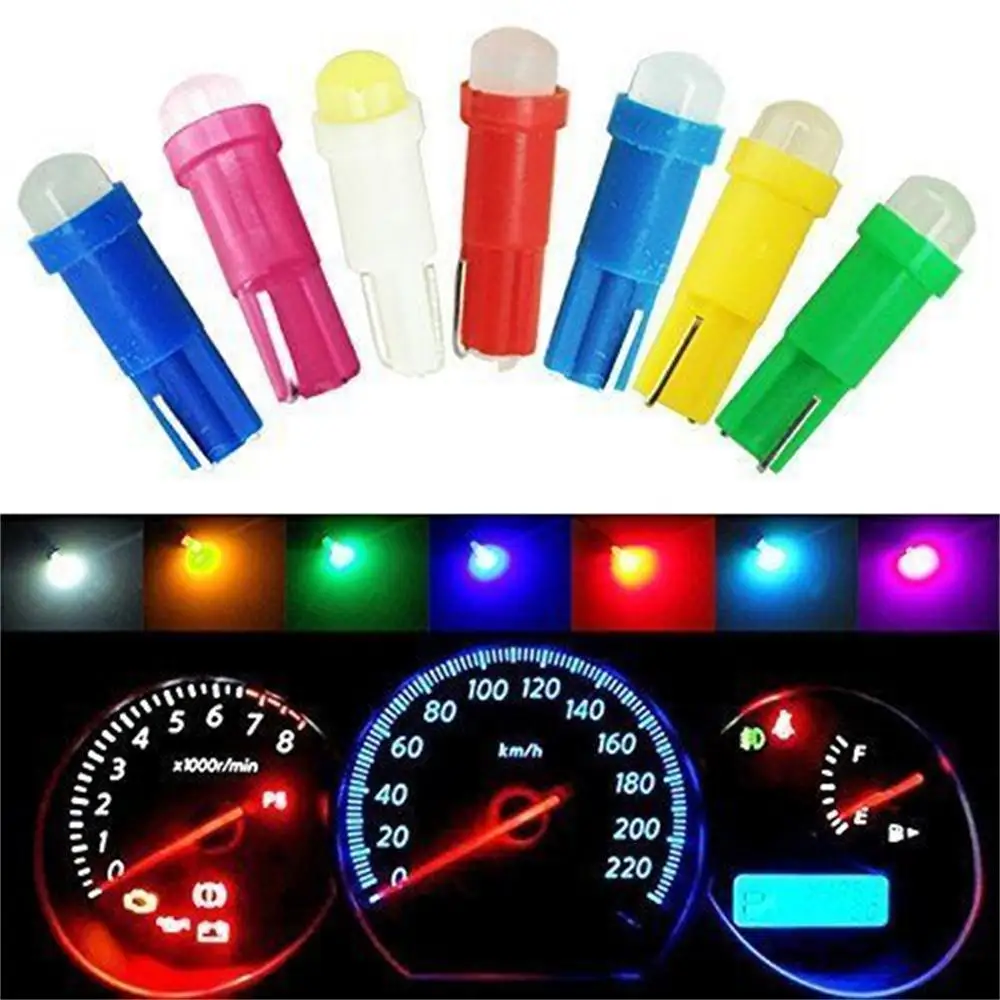 

DIC 10 x T5 37 73 74 COB Led Instrument Light Dashboard Gauge Lamp Car Side Wedge Light Interior Lights Parking white/green 12V