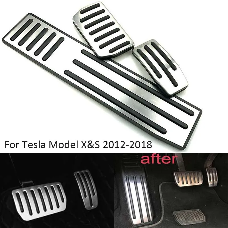 

Car styling Stainless steel Gas Brake Pedal Cover Pad Non-Slip Aluminium alloy For Tesla Model X&S 2012-2018