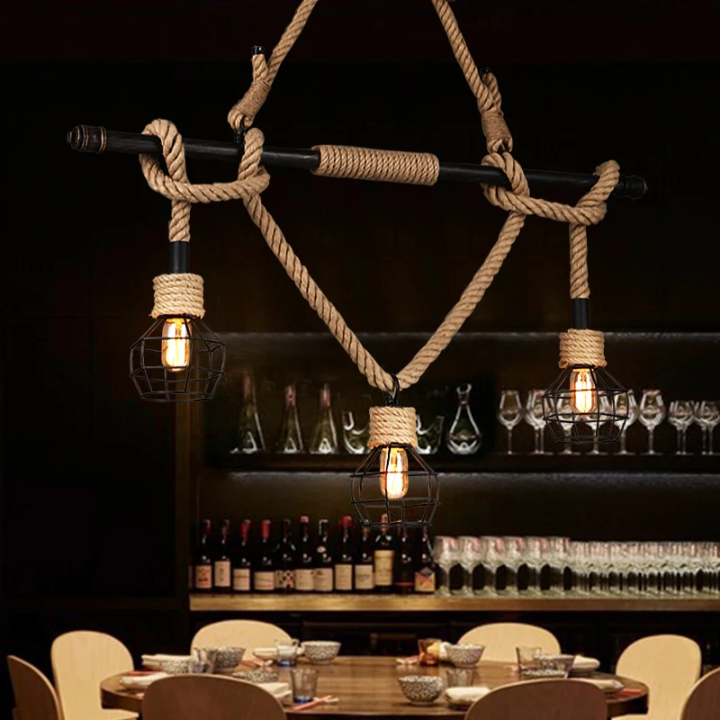 

decorative hanging lamp American country hemp Pendant Lights LOFT RETRO art clothing store restaurant coffee bar GY299