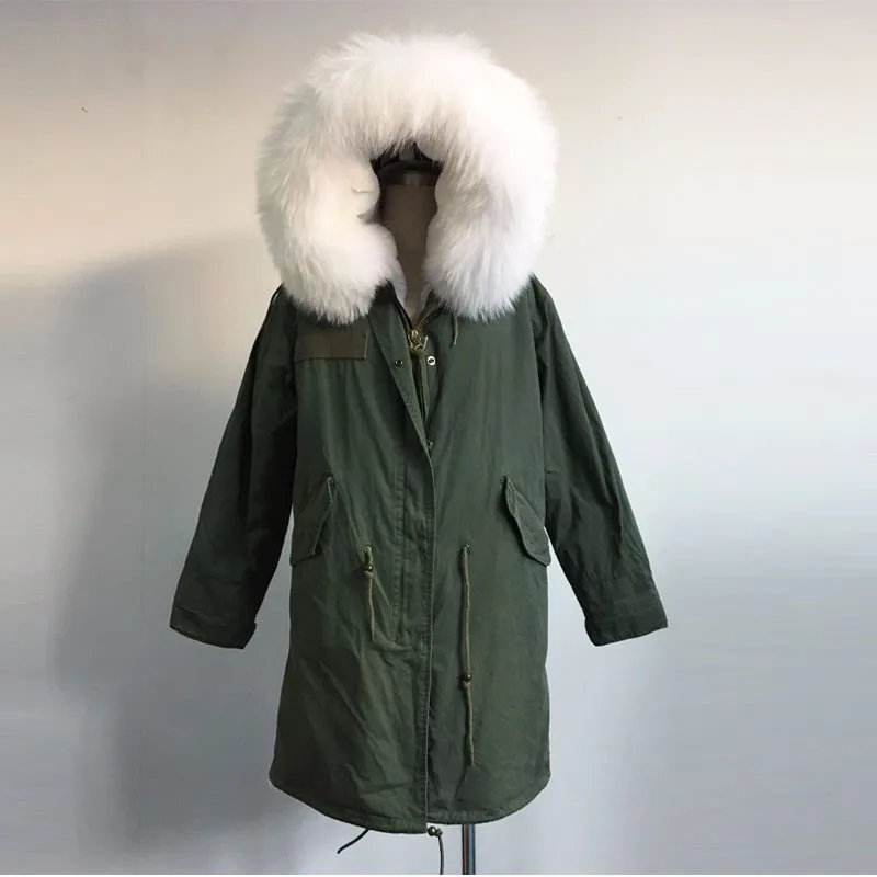 Excellent New Collection Long version White pure color Faux fur liner Jacket Raccoon fur White big size Collar Winter Jacket 15 Excellent New Collection Long version White pure color Faux fur liner Jacket Raccoon fur White big size Collar Winter Jacket 15