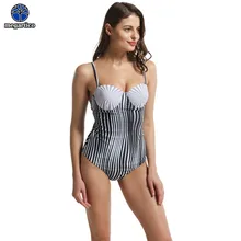 Купальники женские черные белые полосатое бикини цельный купальник пуш-ап Дамская пляжная одежда Высокое качество купальники 1 шт женщины