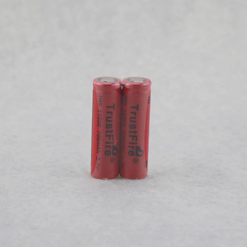 

8pcs/lot TrustFire IMR 14500 700mAh 3.7V Rechargeable Li-ion Battery Power Batteries Output 5A For E-cigarette Torch Flat Top