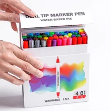 48/60 цветной двойной набор маркеров для живописи на водной основе маркер-Хайлайтер для детей рисунок анимационная живопись художественные принадлежности