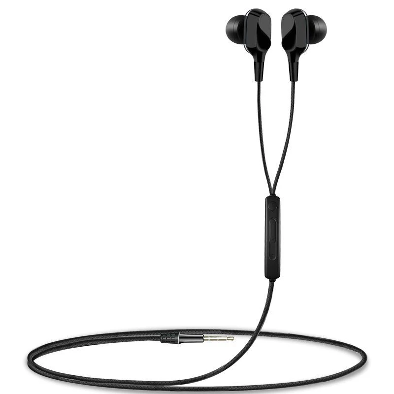 Двойные динамические наушники 3 5 мм проводные с микрофоном Бас Звук для