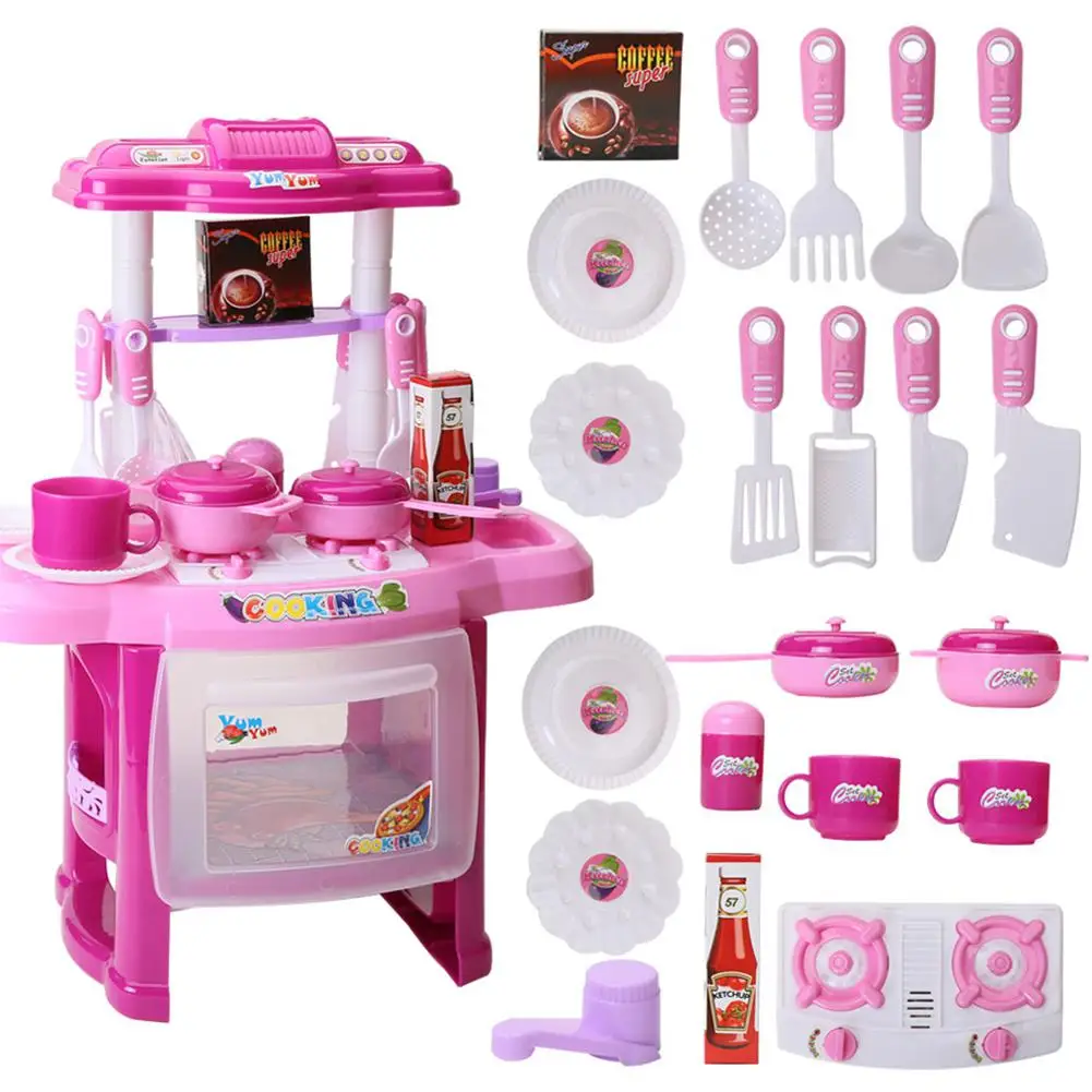 

Kids Girls Cooking Kitchen Role Pretend Chef Play Set with Apron Chef Hat Great Gift Toy