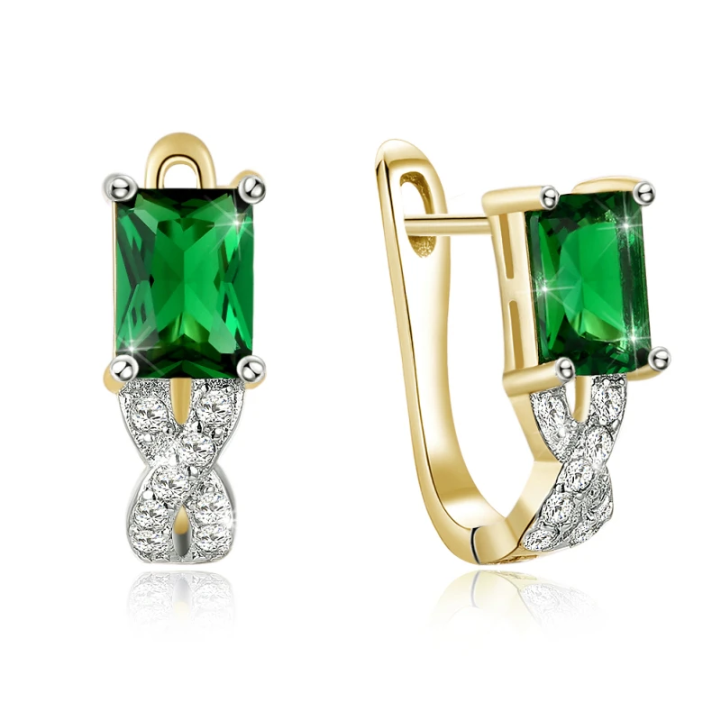 

Garilina Fashion jewelry 2018 New romantic Green Peridot Stud earrings gold ear for women Wholesale E2188