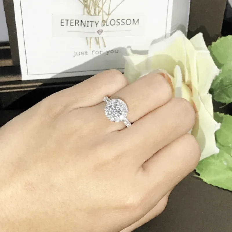 Свадебное Moissanite кольцо с настоящим бриллиантом 18 K 750 Белое золото D Цвет VVS MO-008 имеет сертификат