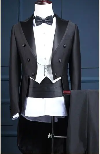 Новое поступление, уникальные модные тонкие двубортные смокинги для жениха/мужской деловой костюм/Черные смокинги для джентльмена 1094 - Цвет: Черный
