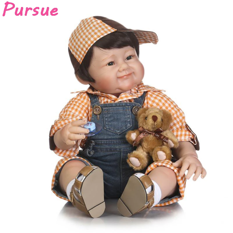 Poursuivre 22 56 Cm Grand Sourire Visage Reborn Garcon Enfant En Bas Age Bebe Poupee Coton Corps Vinyle Silicone Bebe Garcon Poupee Pour Enfants Cadeau D Anniversaire Aliexpress