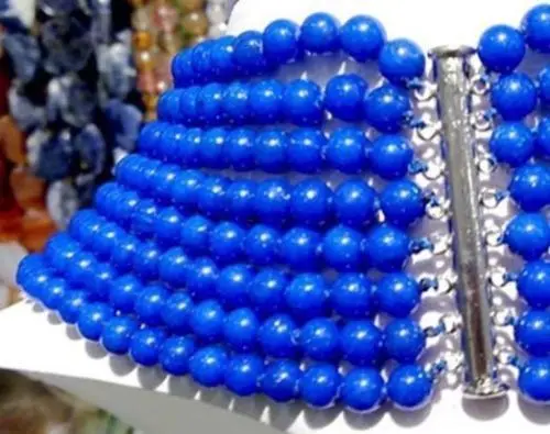 

Free shipping@@@@@ "New 8 rows Charming 6mm blue lapis lazuli necklace 17-24" HU140