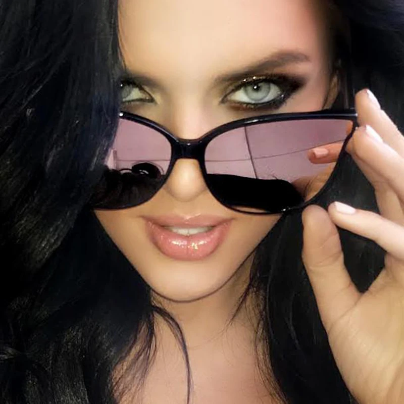 

2019 Fashion Women Colour Luxury Flat Top Cat Eye Sunglasses Elegant oculos de sol men Twin Beam oversized Sun glasses UV400