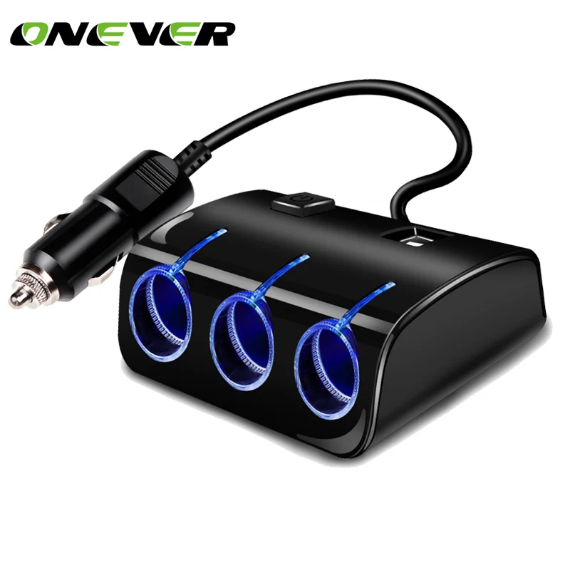 

3 Ways 120W Universal Car Cigarette Lighter Sockets Splitter Power Adapter Dual USB Charger 3.1A Output For All Phone And iPad