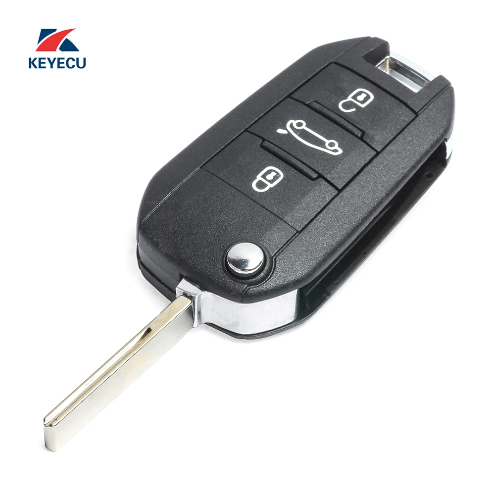 KEYECU Replacement 3 Button Remote Key Shell Case Fob + Uncut Blade