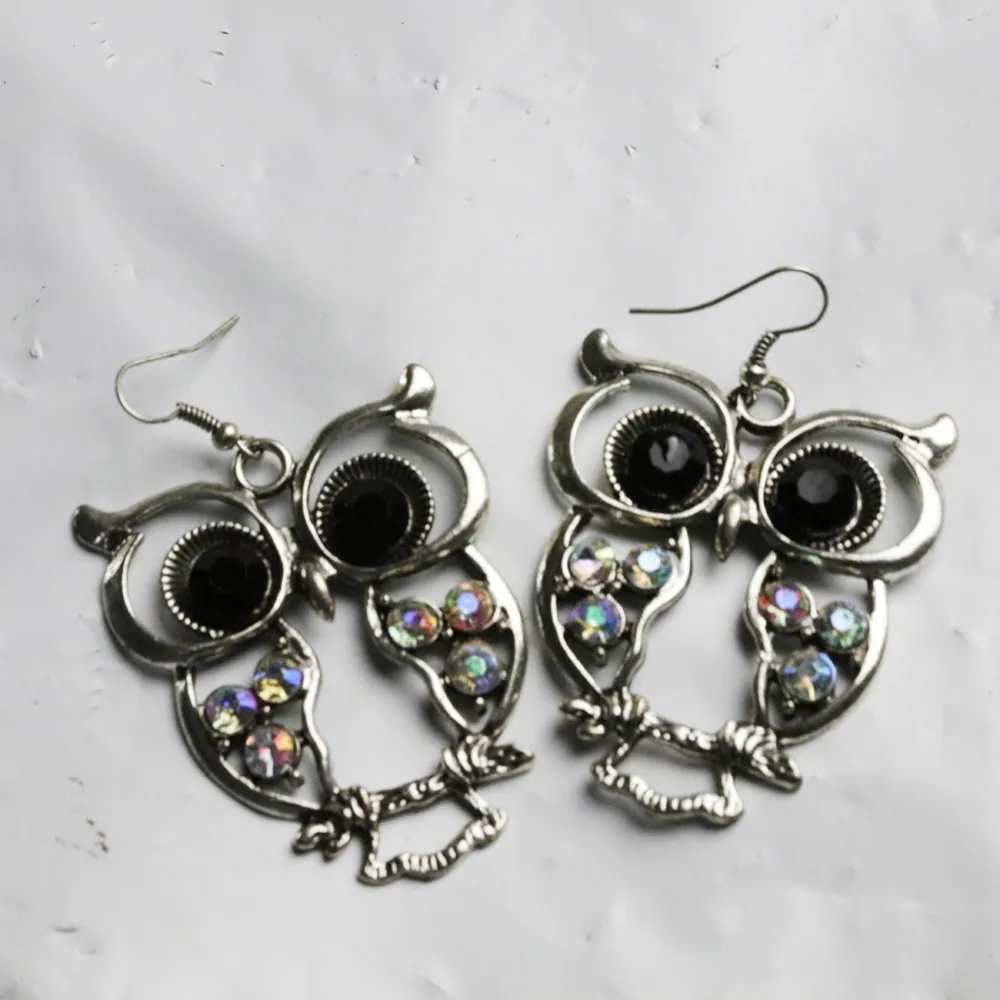 Buy Multi color big owl ear earrings 1 pair Cute