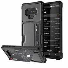 

Luxury Cover For Samsung Galalxy Note9 Note 9 Case Hybrid Armor + Card Pocket Magnetic Card Holder Crash Safe Protection Coque