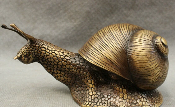 

bi002312 Folk Chinese Pure Bronze FengShui Wealth Snail Shell Turbo Helix Statue Figurine
