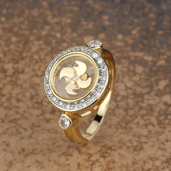 

BeUrSelf Zircon Rings Rotatable Windmill Zircon Micro Paved Lucky the Middle East 18 Gold Color Ring Jewelry Gift Dropshipping