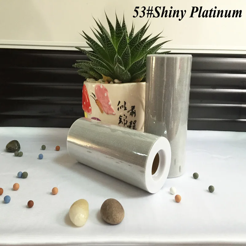 

( ) Shimmering Platinum Color 25yards Tulle Roll Spool