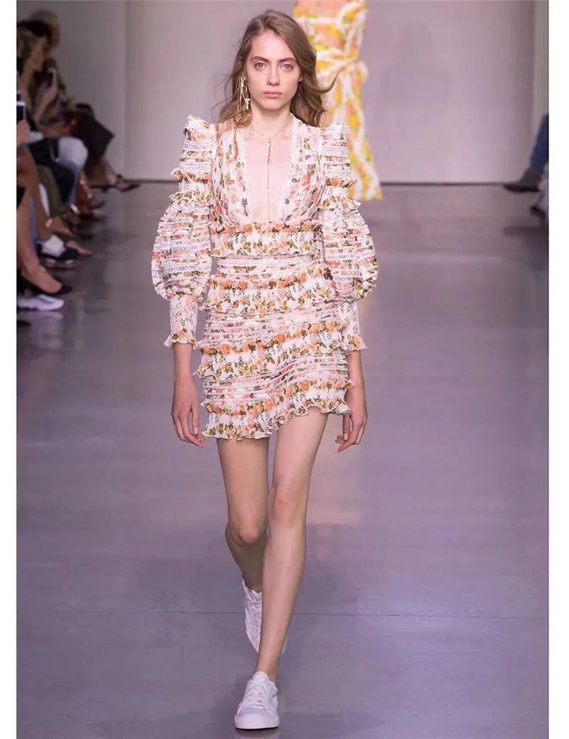 Summer Dress 2019 Women White Long Sleeve Boho Lace Embroidery Pattern Mini  Dress Vestidos (2)