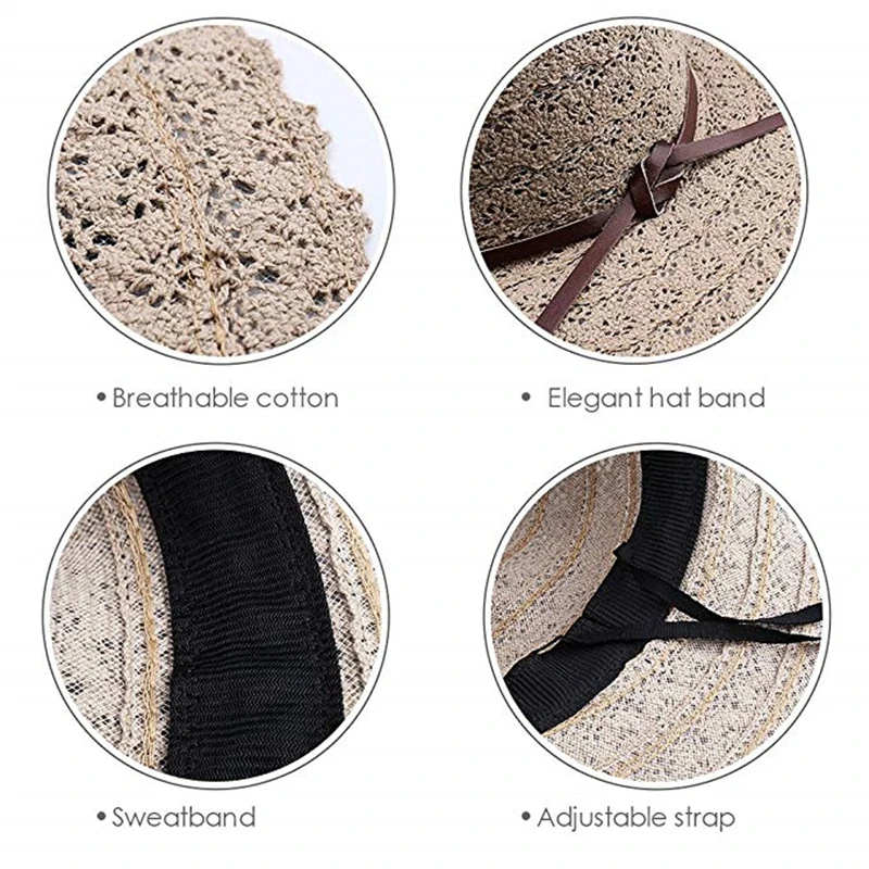 Skup FURTALK kapelusz na lato dla kobiet bawełniany słomkowy kapelusz kapelusz przeciwsłoneczny na plażę składany dyskietka Travel Packable Wide Brim Sun nakładka ochronna 2019