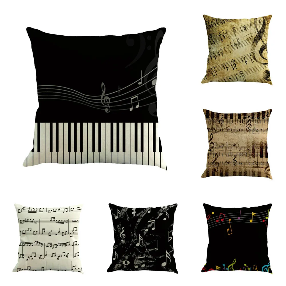 

Musical Note Painting Linen Cushion Cover Throw Pillow Case Sofa Home Decor