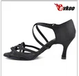 Evkoo dance Zapatos De Baile, атласная женская обувь черного, коричневого, красного, фиолетового цвета, 10 см, женская обувь для латинских, бальных танцев, сальсы, танцевальная обувь для женщин, Evkoo-068 - Цвет: black