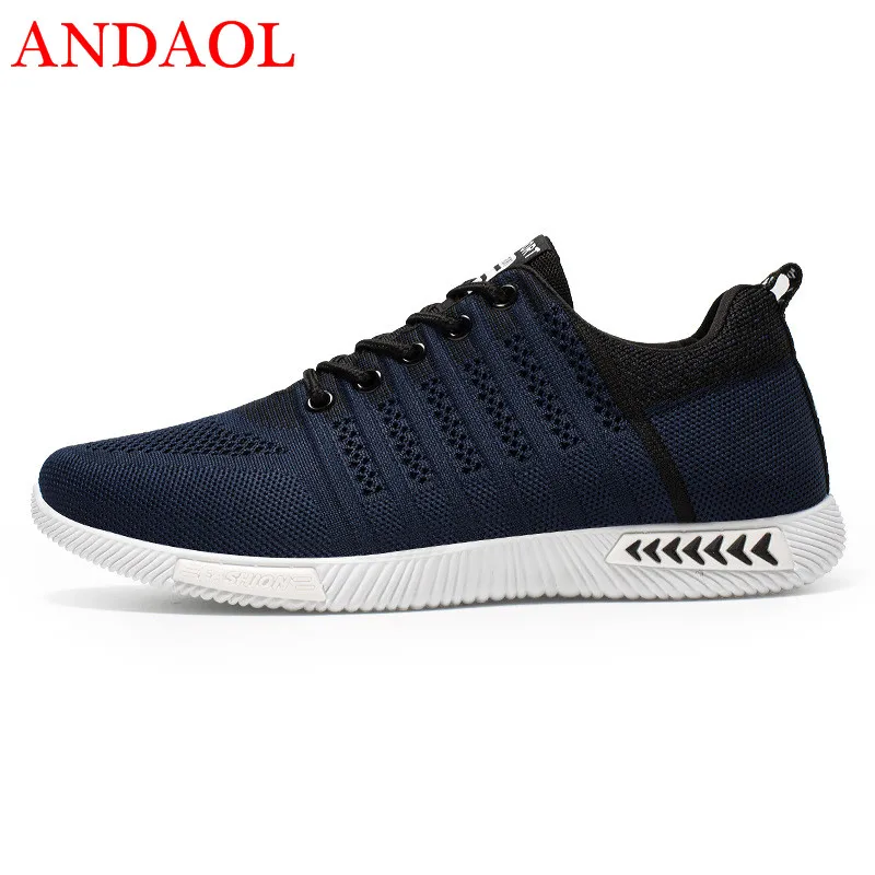 

ANDAOL Men's Casual Shoes Top Quality Breathable Gingham Light Travel Sneakers Fashion Simple Non-Slip Lace-Up Campus Trainers