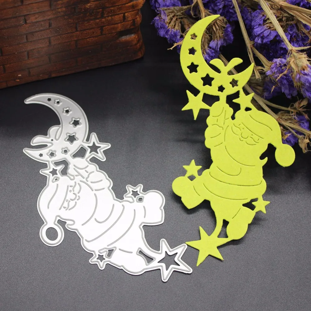 

DIY Cutting Dies Carbon steel Die Scrapbooking Decorative Cards Embossing Dies Cut Stencils New 2019 Santa Claus Moon57x118mm