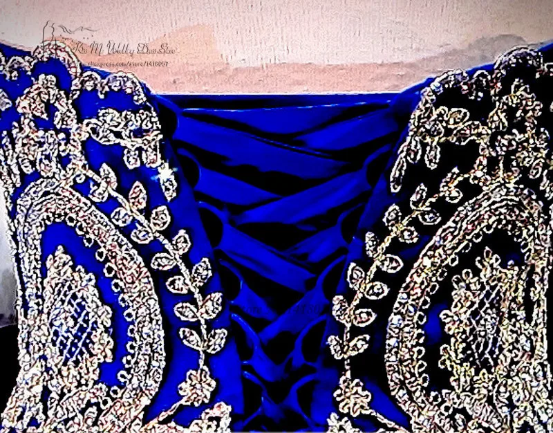 Quinceanera Gowns Prom Dresses Graduation Dress Vintage Royal Blue Plus Size Corset Back Gold Lace Sweet 16 Dresses Cheap