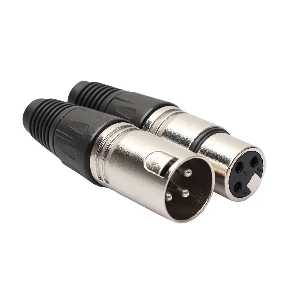 

1 Pair 3 Pin XLR Male to Female Audio Cable Connector MIC Plug + Female Jack