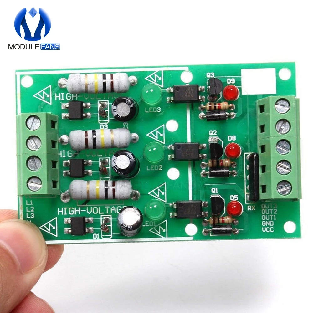 3CH 3 канала переменного тока 220 В оптрон изоляционная доска изолированный модуль доска тестирование модуль без держателя печатной платы Обнаружение переменного тока