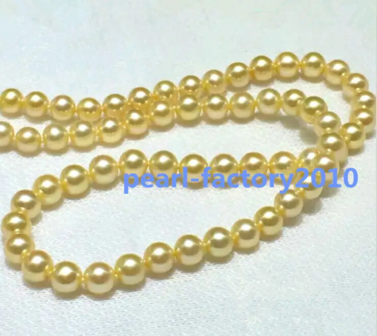 

19" 18" 9-10 MM NATURAL SOUTH SEA GENUINE golden PEARL NECKLACE 14K Gold Clasp (0926)