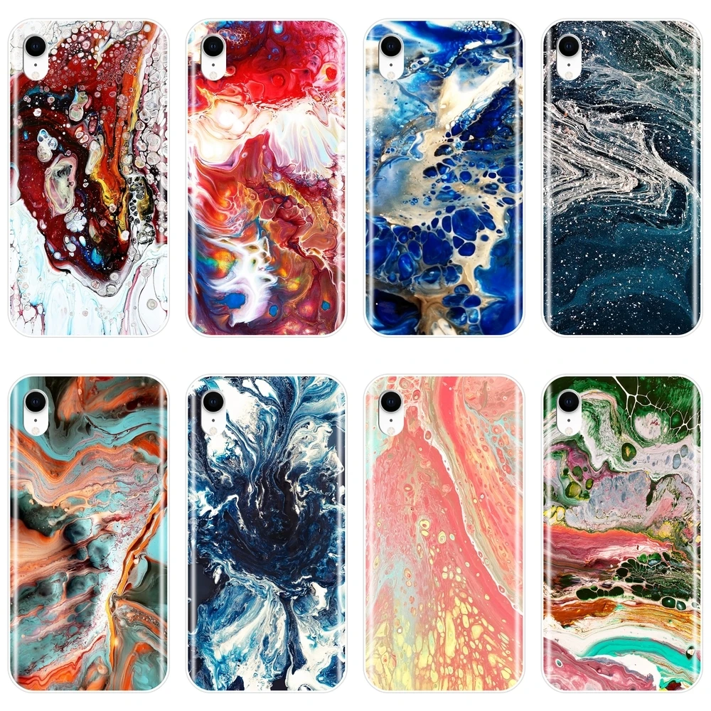 Чехол для телефона Apple iPhone 6 S 7 8 X XR XS Max мраморный синий камень Текстура Мягкая